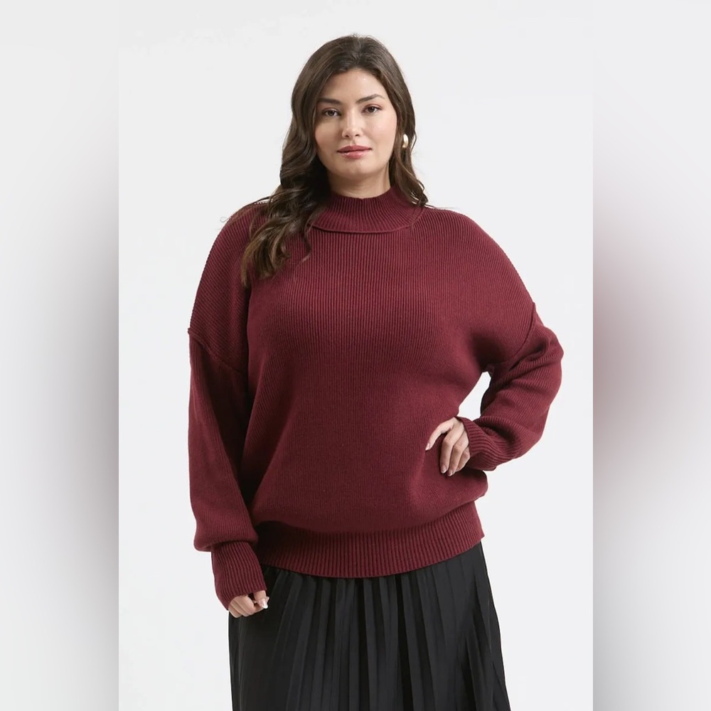 A11- Oxblood Mock Neck Sweater